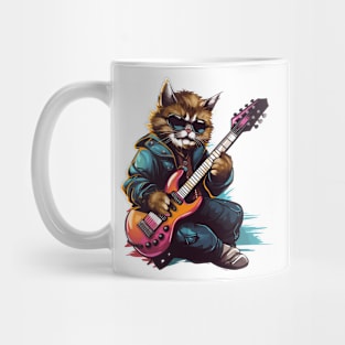 Rockstar Cat Playing Electric Guitar Mug